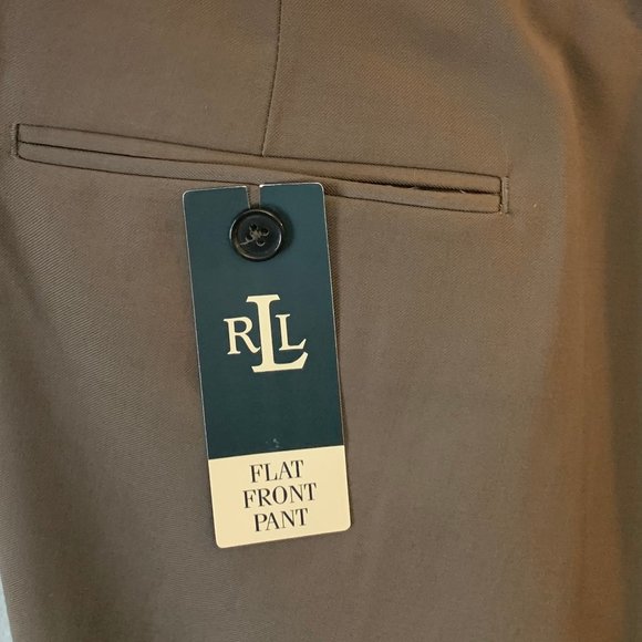 NWT Ralph Lauren Men’s Flat Front No Cuff Dress Pant, Color Tan 42wx30L Washable - Picture 10 of 12